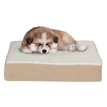 PET ADOBE Orthopedic Sherpa Top Pet Bed with Memory Foam and Removable Cover 20x15x4 Tan by Pet Adobe 907354ZQF